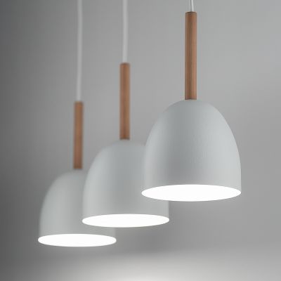 TK Lighting Nord lampa wisząca 3x15W biały/jasne drewno 4869
