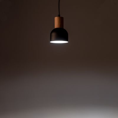 TK Lighting Cairo lampa wisząca 1x15W czarny/drewno 4894