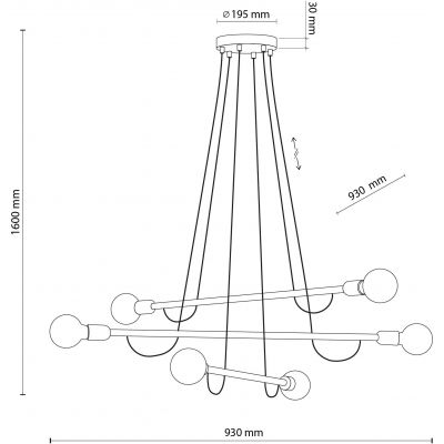 TK Lighting Helix lampa wisząca 6x15W drewno/czarny 4953