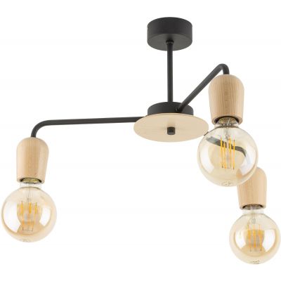 TK Lighting Miriam lampa podsufitowa 3x15W czarny/drewniany 4968