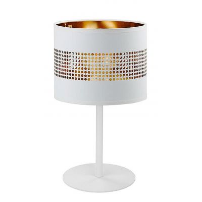 TK Lighting Tago White lampa stołowa 1x15W biała/złota 5056