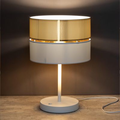 TK Lighting Hilton lampa stołowa 1x15W biała/złota 5073