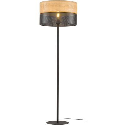 TK Lighting Nicol lampa stojąca 1x15W czarny/drewno 5123