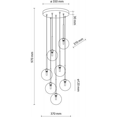 TK Lighting Nilos lampa wisząca 7x6W czarny/złoty 5362