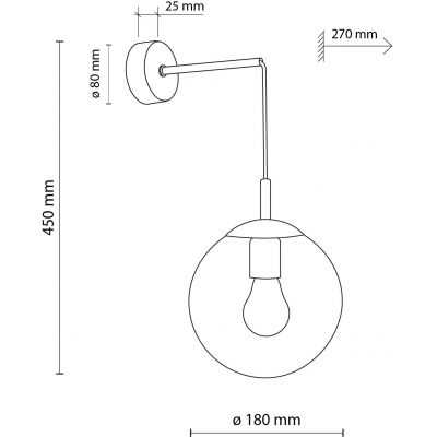 TK Lighting Esme kinkiet 1x15W czarny/przezroczysty 5387