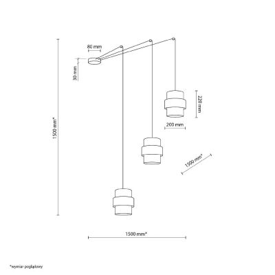 TK Lighting Calisto lampa wisząca 3x15W czarny/beżowy 5403