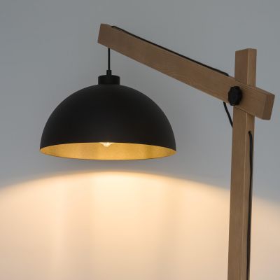 TK Lighting Orion lampa stojąca 1x15W czarny/jasne drewno 5582