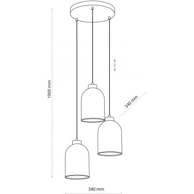 TK Lighting Satipo lampa wisząca 3x15W czarny/złoty/szkło bursztynowe 5624