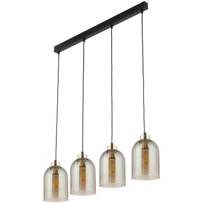 TK Lighting Satipo lampa wisząca 4x15W czarny/złoty/szkło bursztynowe 5625