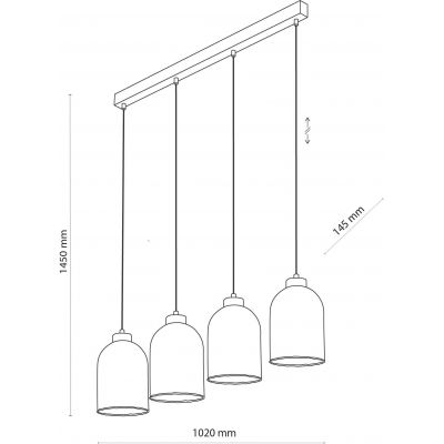 TK Lighting Satipo lampa wisząca 4x15W czarny/złoty/szkło bursztynowe 5625