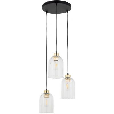 TK Lighting Satipo lampa wisząca 3x15W czarny/złoty/szkło przezroczyste 5627