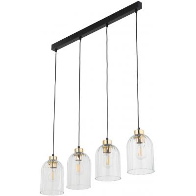 TK Lighting Satipo lampa wisząca 4x15W czarny/złoty/szkło przezroczyste 5628