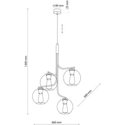 TK Lighting Cesar lampa wisząca 4x15W czarna/przydymiona 5727