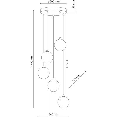 TK Lighting Elena lampa wisząca 5x6W czarna/grafitowa 5747