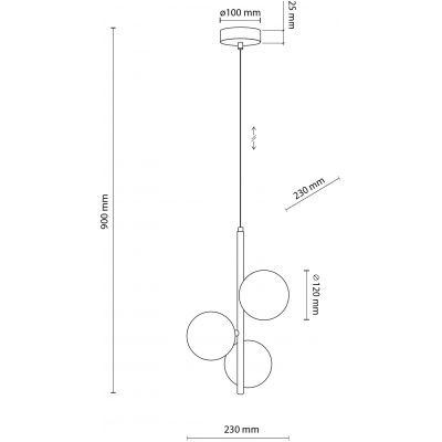 TK Lighting Esme lampa wisząca 3x6 W czarna 5767