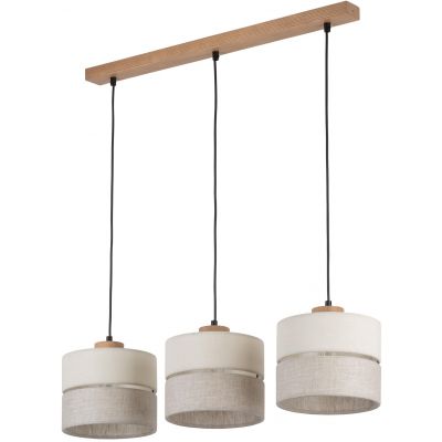 TK Lighting Eco lampa wisząca 3x15W szary/beżowy/drewno 5771