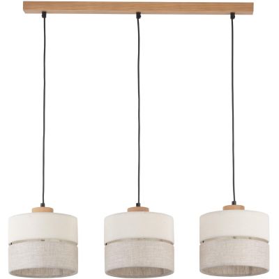 TK Lighting Eco lampa wisząca 3x15W szary/beżowy/drewno 5771