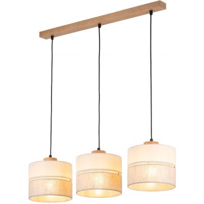 TK Lighting Eco lampa wisząca 3x15W szary/beżowy/drewno 5771