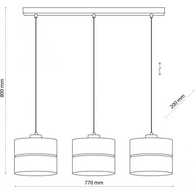 TK Lighting Eco lampa wisząca 3x15W szary/beżowy/drewno 5771