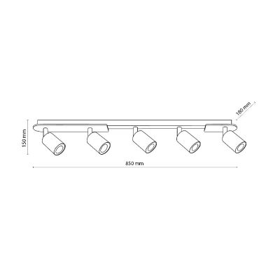 TK Lighting Cover lampa podsufitowa 5x10 W czarna 5777