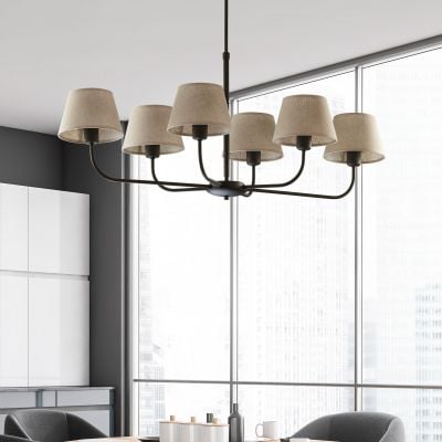 TK Lighting Chicago lampa wisząca 6x15W czarny/len naturalny 3999