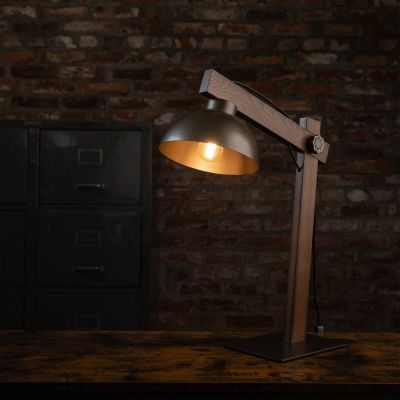 TK Lighting Oslo lampa biurkowa 1x15 W drewno-brązowa 5788