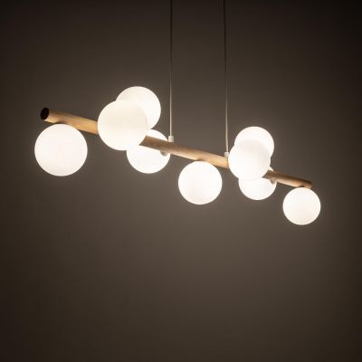 TK Lighting Estera Wood lampa wisząca 9x6W drewno/biały 5906