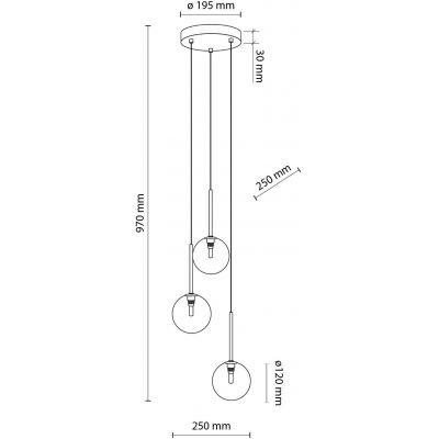 TK Lighting Nilos lampa wisząca 3x6 W czarna 5942