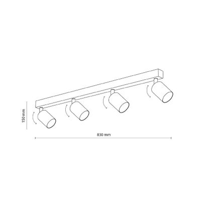 TK Lighting Top lampa podsufitowa 4x10 W czarna 5969