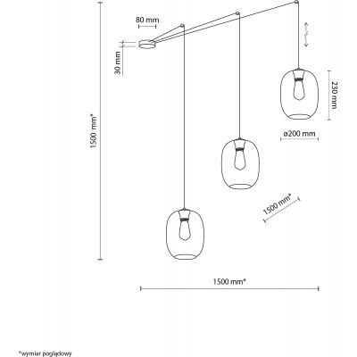 TK Lighting Elio lampa wisząca 3x15W czarny 5972