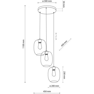 TK Lighting Elio lampa wisząca 3x15W czarny 5973