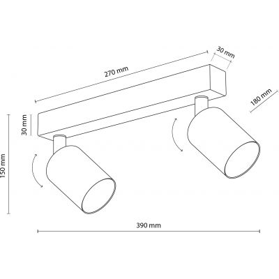TK Lighting Top lampa podsufitowa 2x10 W czarna 6175