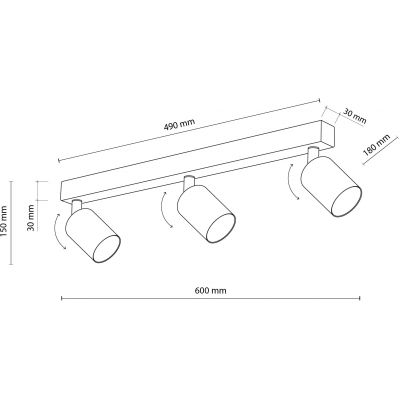 TK Lighting Top lampa podsufitowa 3x10 W czarna 6176