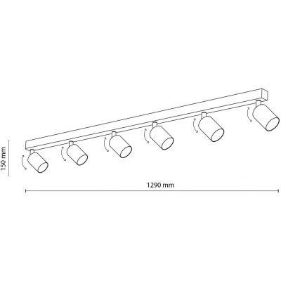 TK Lighting Top lampa podsufitowa 6x10 W czarna 6178
