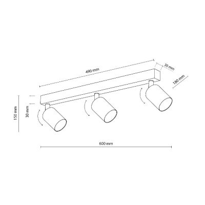 TK Lighting Top lampa podsufitowa 3x10 W brązowa 6181