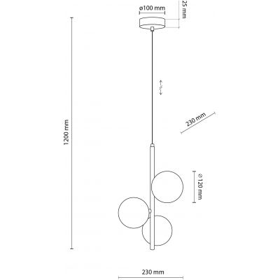 TK Lighting Estera lampa wisząca 3x6W złoty/bursztynowy 4838