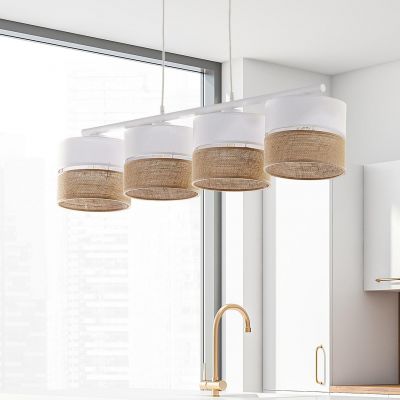 TK Lighting Linobianco lampa wisząca 4x15W biały/brązowy 6576