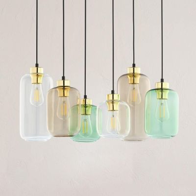 TK Lighting Marco lampa wisząca 6x15W czarna/zielona/brązowa 3328