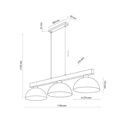 TK Lighting Oslo lampa wisząca 3x15W brązowy 6299