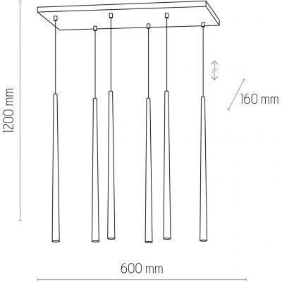 TK Lighting Piano lampa wisząca 6x6W czarna 6412