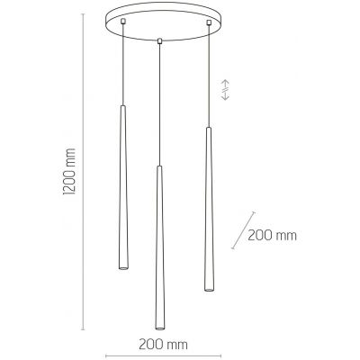 TK Lighting Piano lampa wisząca 3x6W czarny/złoty 6421