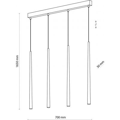 TK Lighting Piano lampa wisząca 4x6W czarny/złoty 6422