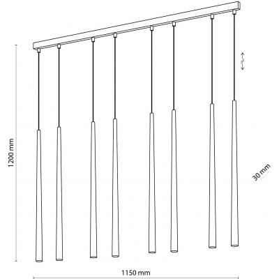 TK Lighting Piano lampa wisząca 8x6W czarny/złoty 6423