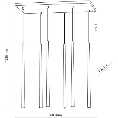 TK Lighting Piano lampa wisząca 6x6W biała 6428