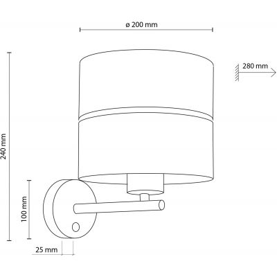 TK Lighting Nicol kinkiet 1x15W czarny/drewno 6539