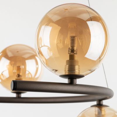 TK Lighting Anabelle Brown lampa wisząca 6x6W brązowy/szkło bursztynowe 6571