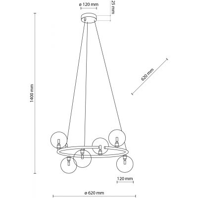 TK Lighting Anabelle Brown lampa wisząca 6x6W brązowy/szkło bursztynowe 6571