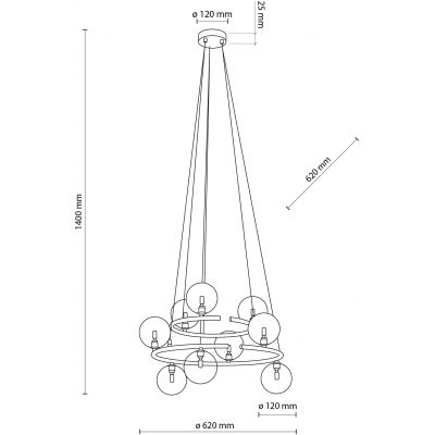 TK Lighting Anabelle Brown lampa wisząca 9x6W brązowy/szkło bursztynowe 6587