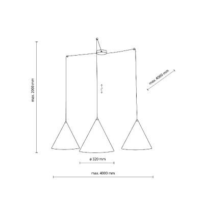 TK Lighting Cono lampa wisząca 3x15 W czarna 6629