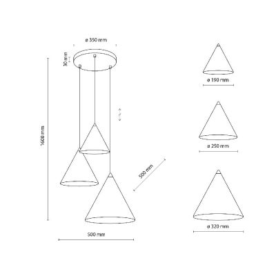 TK Lighting Cono lampa wisząca 3x15 W czarna 6633